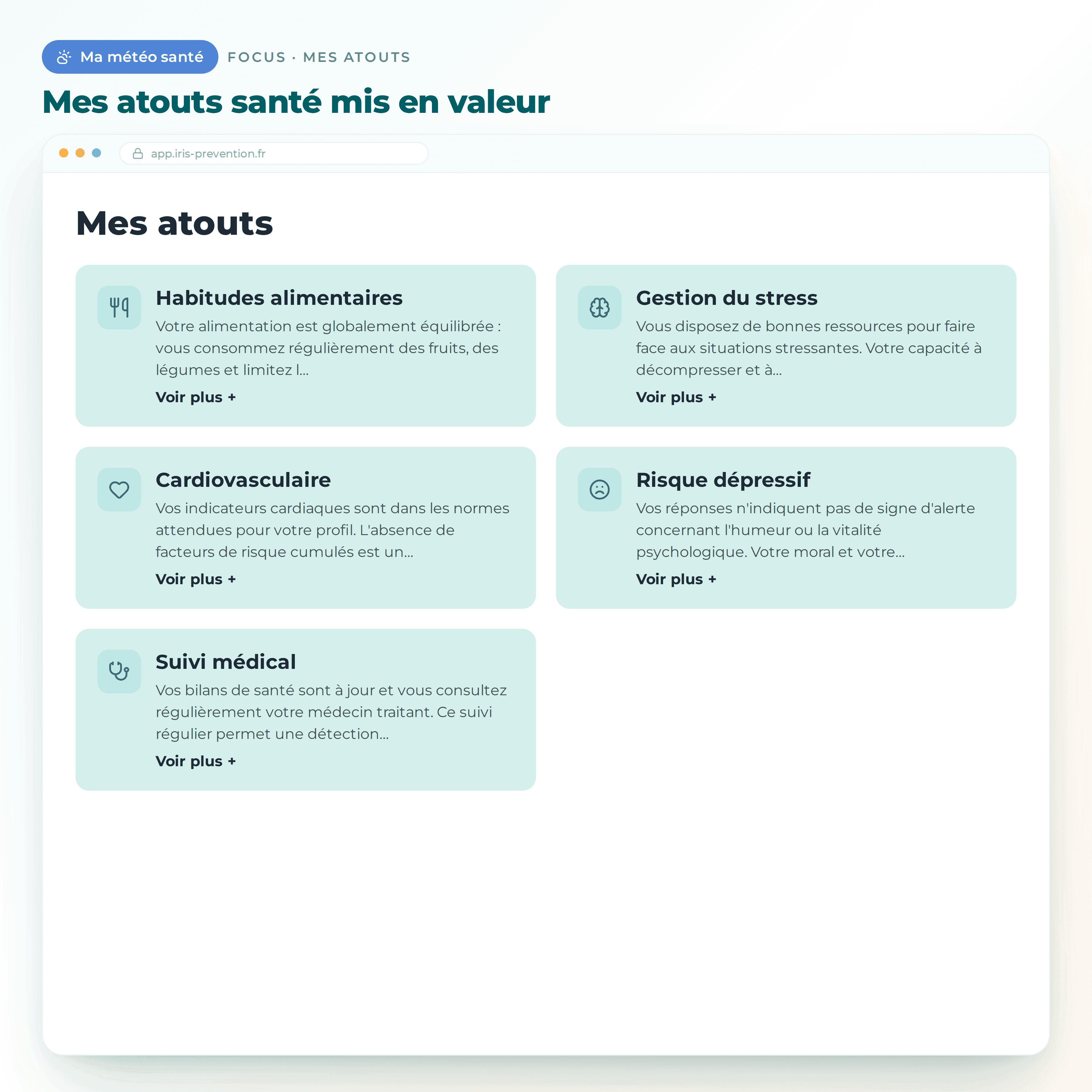 Application IRIS Prévention — mes atouts santé mis en valeur